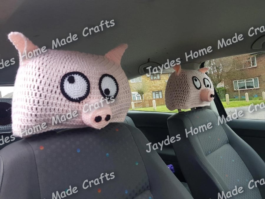 Crochet Pigs Headrest Covers