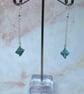 Kiwi jasper stone drop earrings on silver plated chain - Image 5
