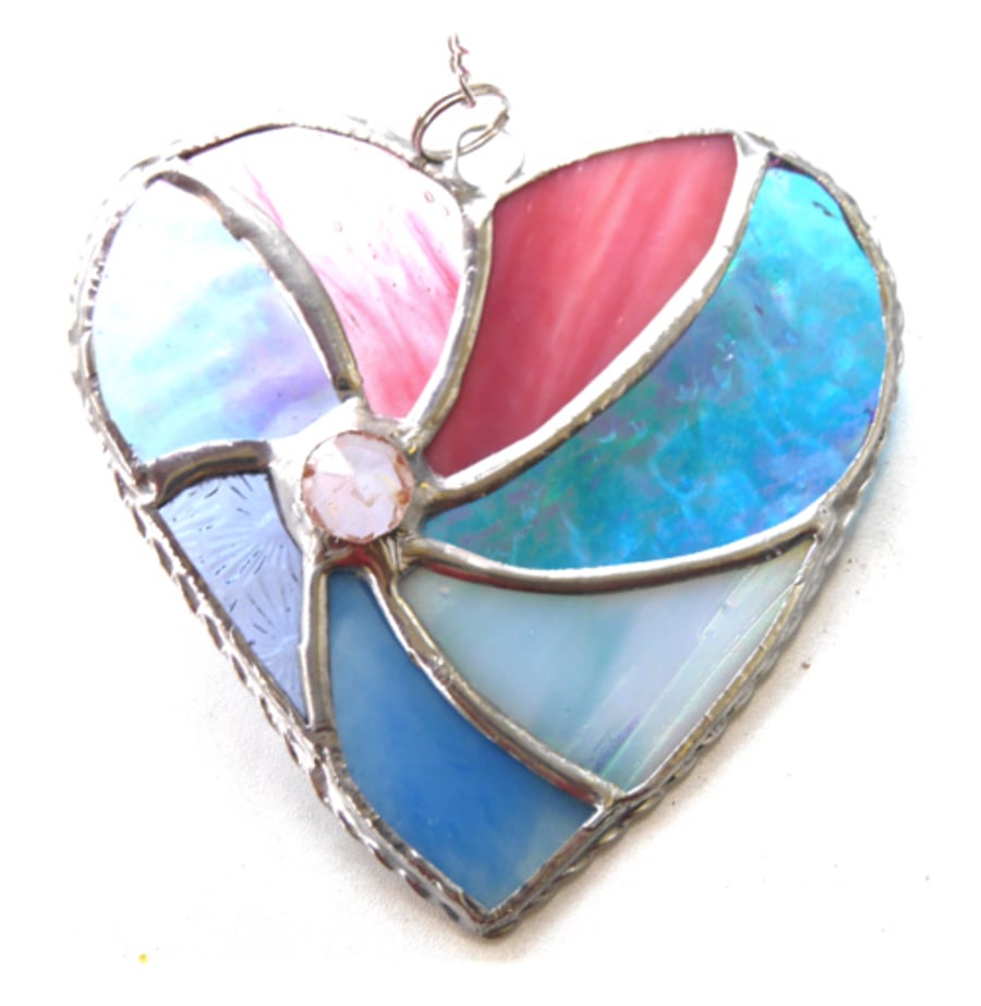 SOLD Pastel Swirl Heart Stained Glass Suncatcher 113