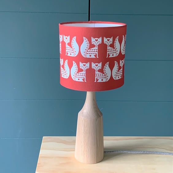 Fox Handmade Lampshade - Red (20cm diameter)