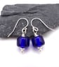 cobalt blue lampwork glass earrings - Image 1