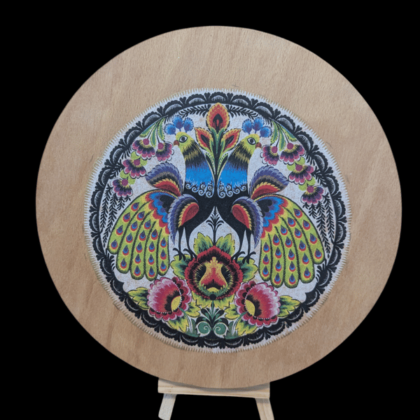 Peacock Decoupage on Pinewood