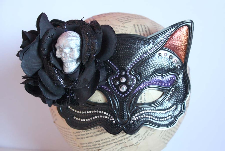 Cat Kitten Flower Rose Halloween Masquerade Mask