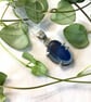 Rare Glowing Cobalt Blue Seaham Sea Glass Sterling Silver Claw Pendant