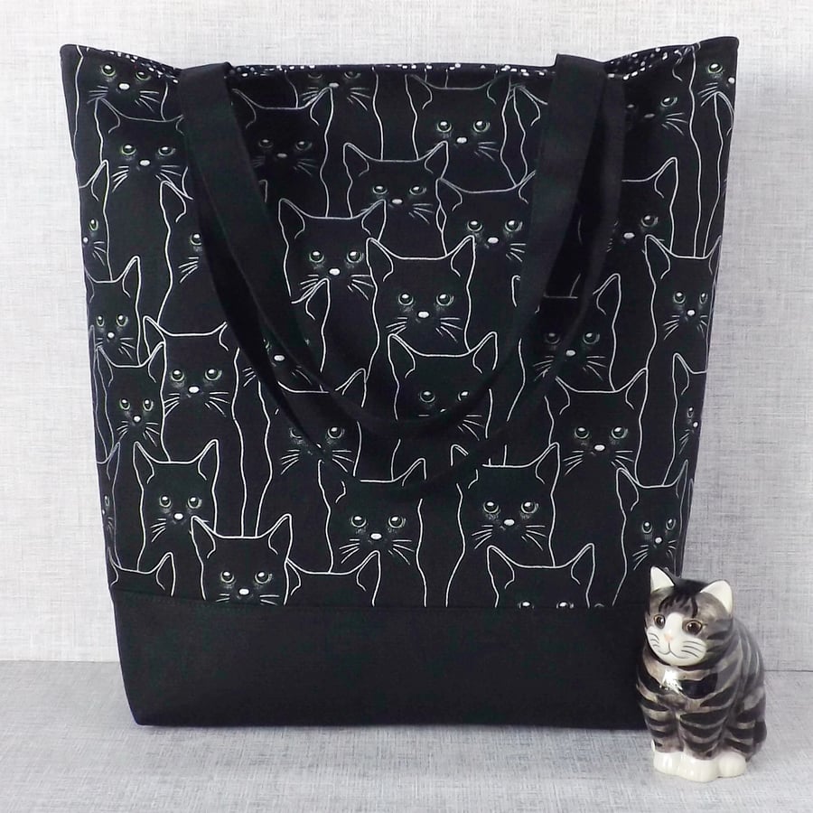 Tote bag, shopping bag, black cats