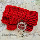 Ruby Red Crochet Fingerless Mitts, Handmade Wrist Warmers