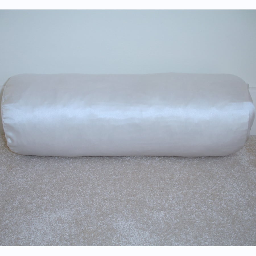 Ivory Satin Bolster Cushion Cover 16" x 6" Round Cylinder Neck Pillow Case