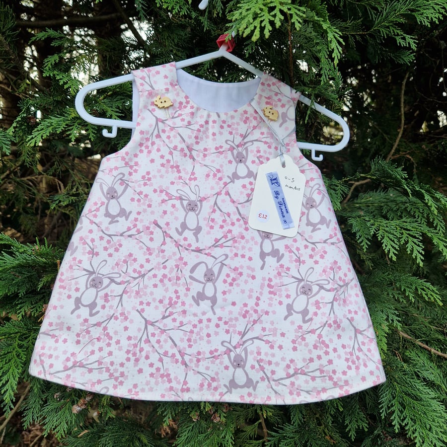 Age: 0-3m Bunny and Pink Flower Dress 