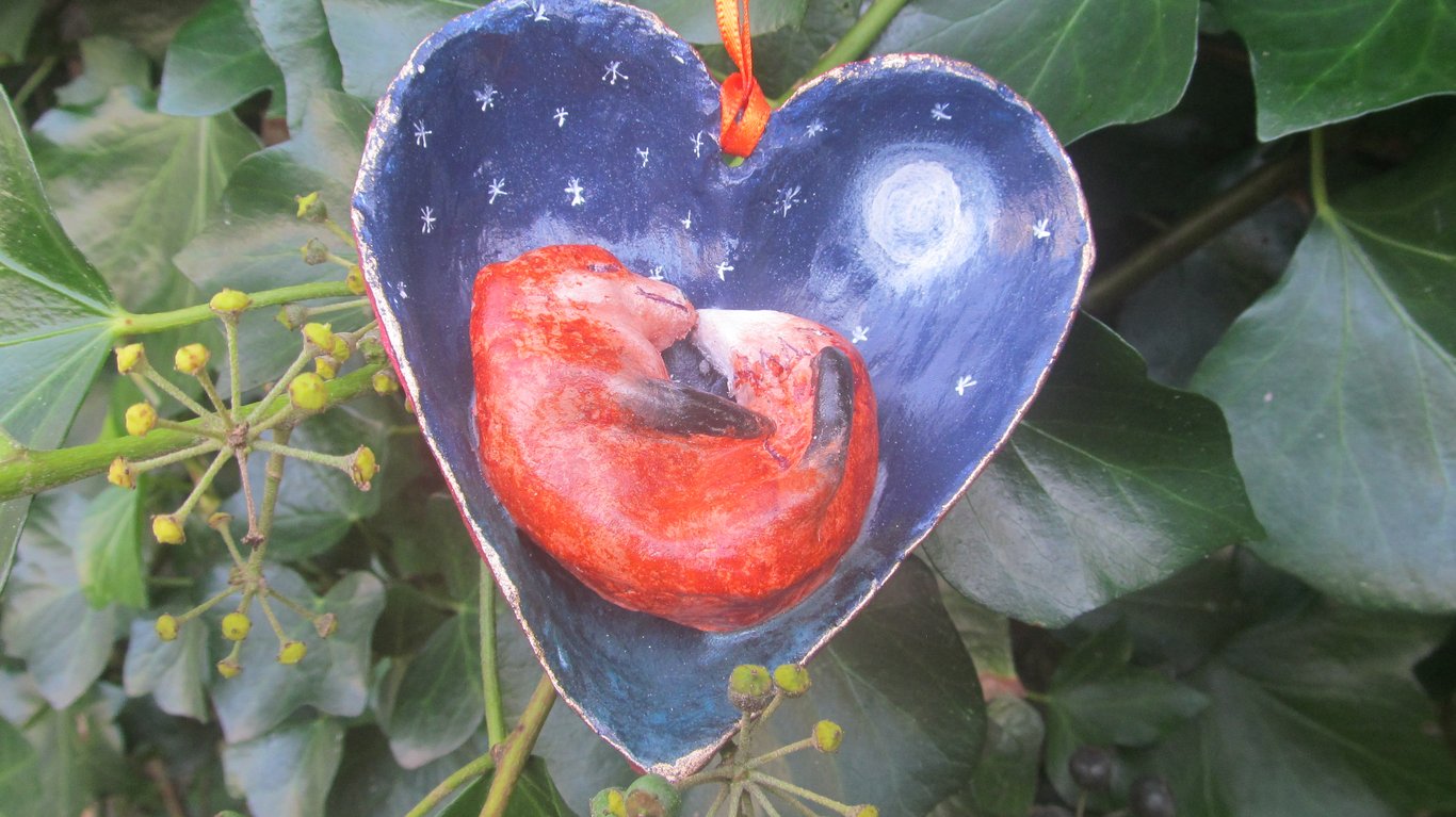 Snoozing fox under a starry night sky Christmas Decoration