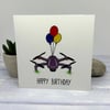 Drone greetings card, blank inside, happy birthday