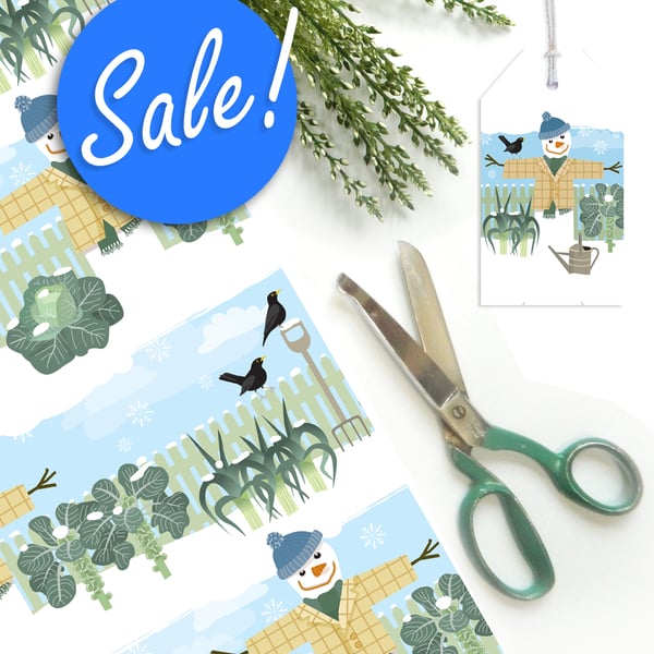 SALE: Allotment Snowman - Eco Friendly, Compostable, Christmas Gift Wrap