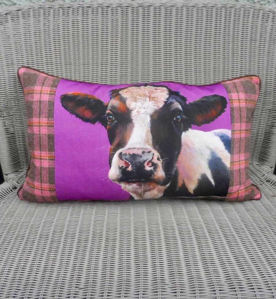 Cow pillow. Friesian cow cushion. Large oblong scatter cushion. FREE UK Postage.