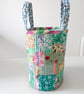 Cotton Patchwork Quilt Bucket Bag, Fabric Basket, Project Bag - Image 4