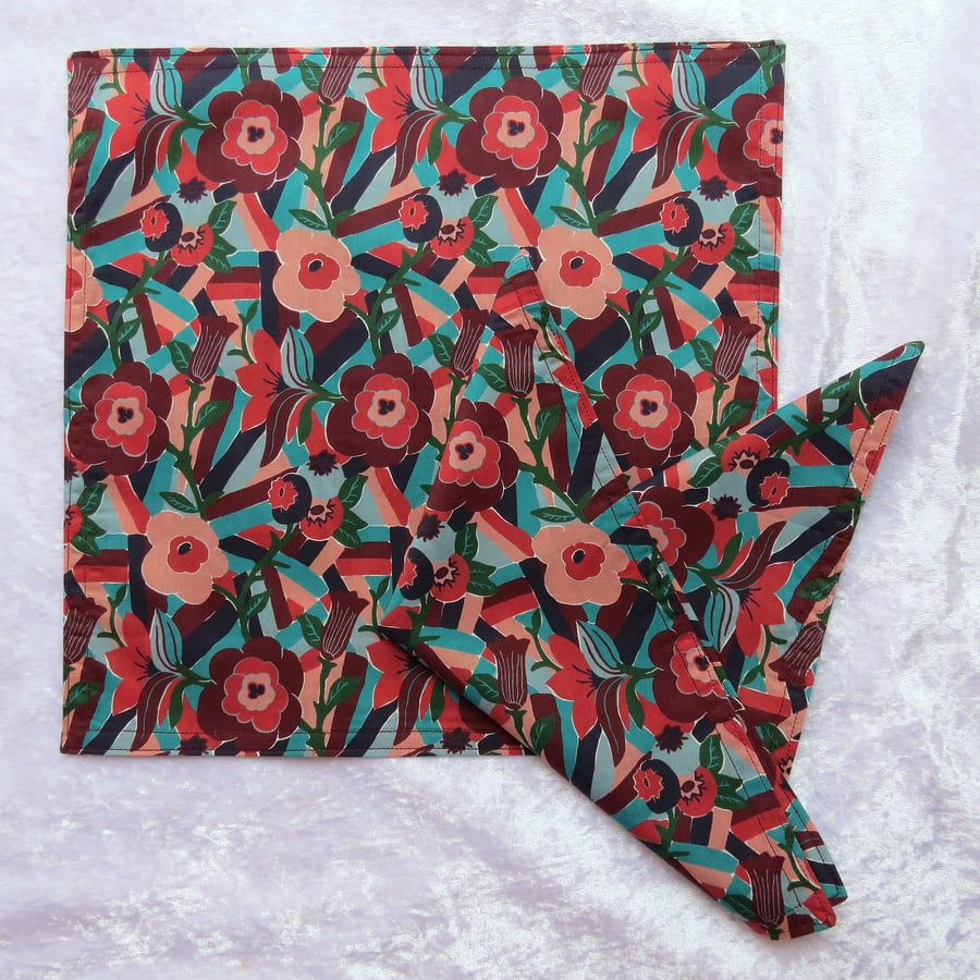 Liberty Lawn napkins, reversible, set of two, d... Folksy