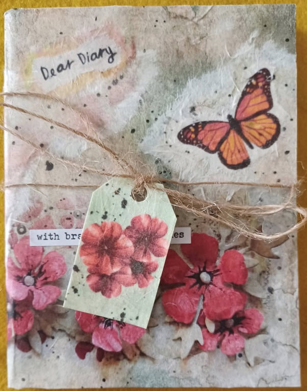 A6 Notebook Poppy and Butterfly Collage 