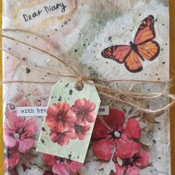 A6 Notebook Poppy and Butterfly Collage 