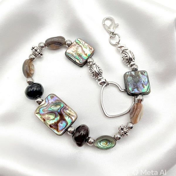 Abalone & Black Pearl Bracelet