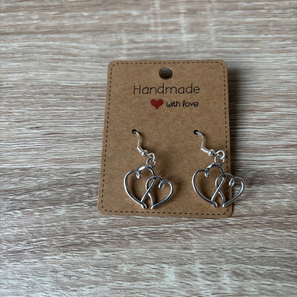Sterling Silver Earrings - Interlocking Hearts - Brand New & Sealed!! 