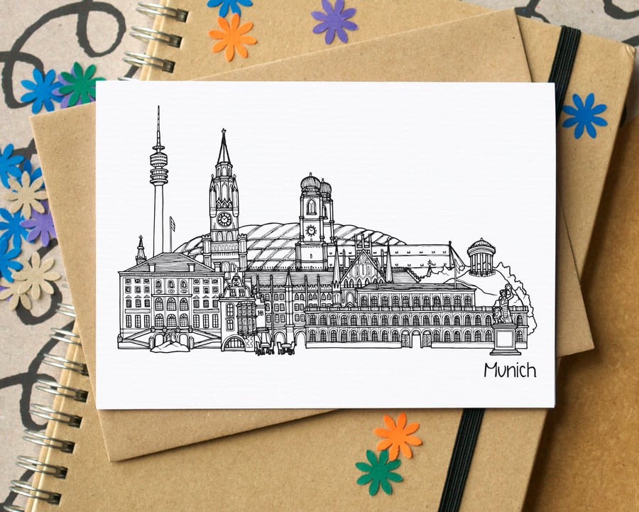 Munich Skyline Greetings Card