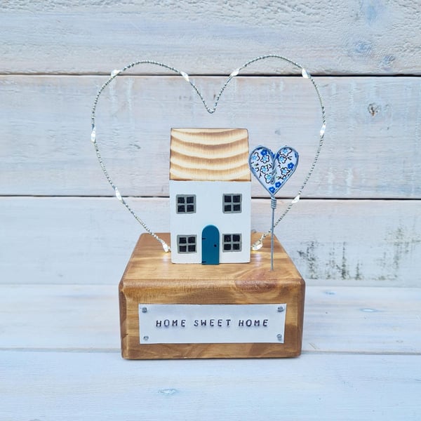 Wooden House With Fairy Lights Home Sweet Home Gift Housewarming