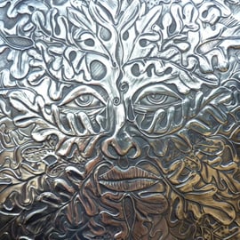 Green Man plaque in pewter