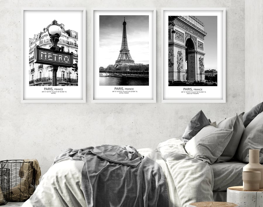 Our First Home 3 Piece Wall Art, Modern Gallery Wall Decor, Art Print Black and 