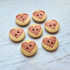 5 x Wooden Buttons - 20mm Heart and Love Pattern