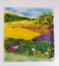 Fused Glass Meadow Art: Robin Landscape on Oak Stand - Image 6