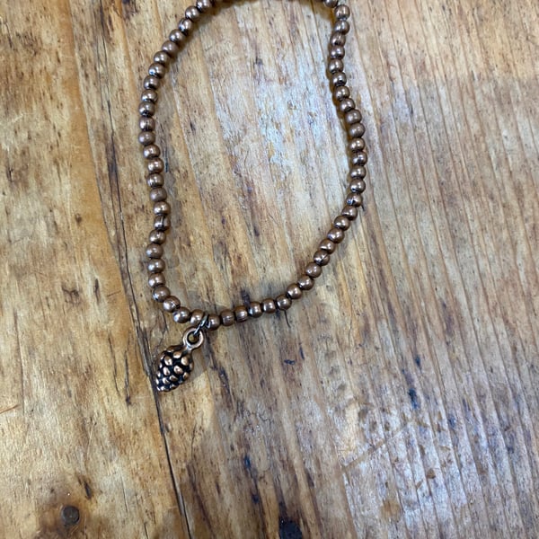 Antique Copper Acorn Bracelet (628)