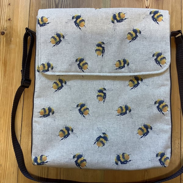 Bee print shoulder or crossbody satchel for work and  play.