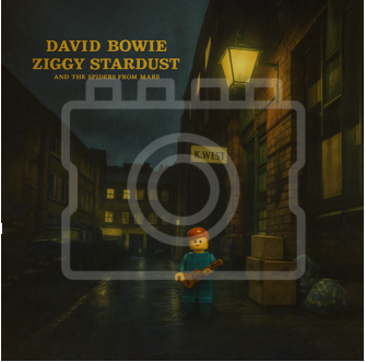 LEGO-Inspired David Bowie "Ziggy Stardust" – 5x5" Print Mounted for 9x9" Frame