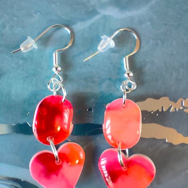 Valentines Pink Heart Polymer Clay Earrings
