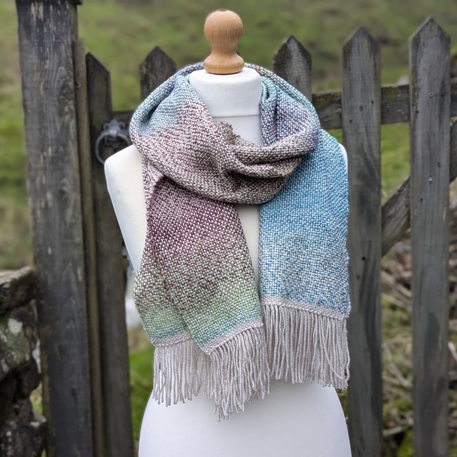 Multicoloured handwoven scarf