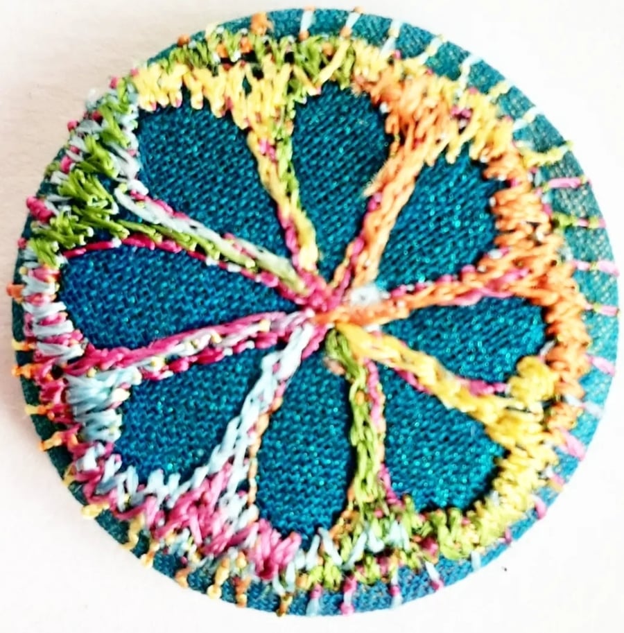 Buttons 1 inch button Hand Dyed Silks and Cottons Free Machine Embroidery Button