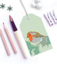 Robin and Holly Christmas Gift Wrap - Vintage Style, Retro Polka Dot - Image 4