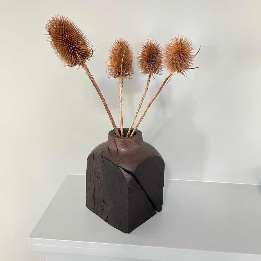 Oak Vase - Dried Flower Vase - Black Vase