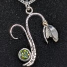Sterling silver snowdrop pendant, Snowdrop necklace with moissanite 