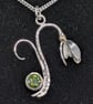 Sterling silver snowdrop pendant, Snowdrop necklace with moissanite 