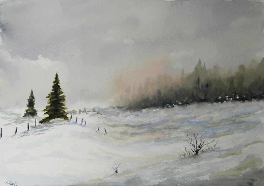Winter Mist, Original Watercolour Painting.