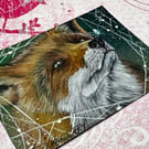 ACEO Original fox and spider 'New friend' By V Kenworthy