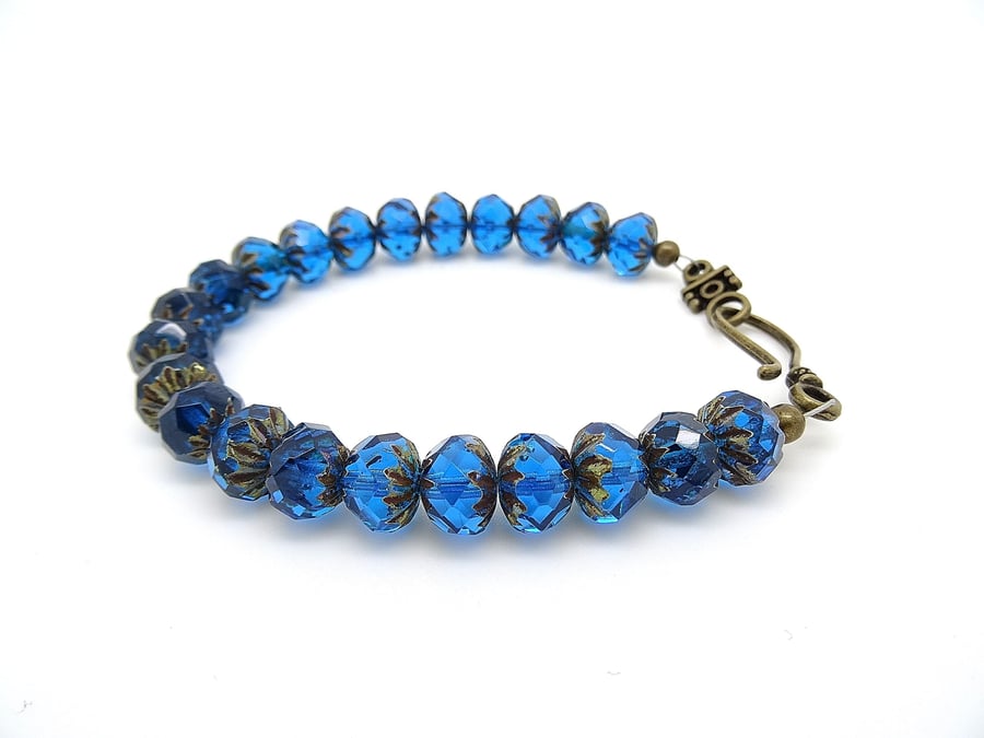 Czech Glass Cruller Bead Bracelet