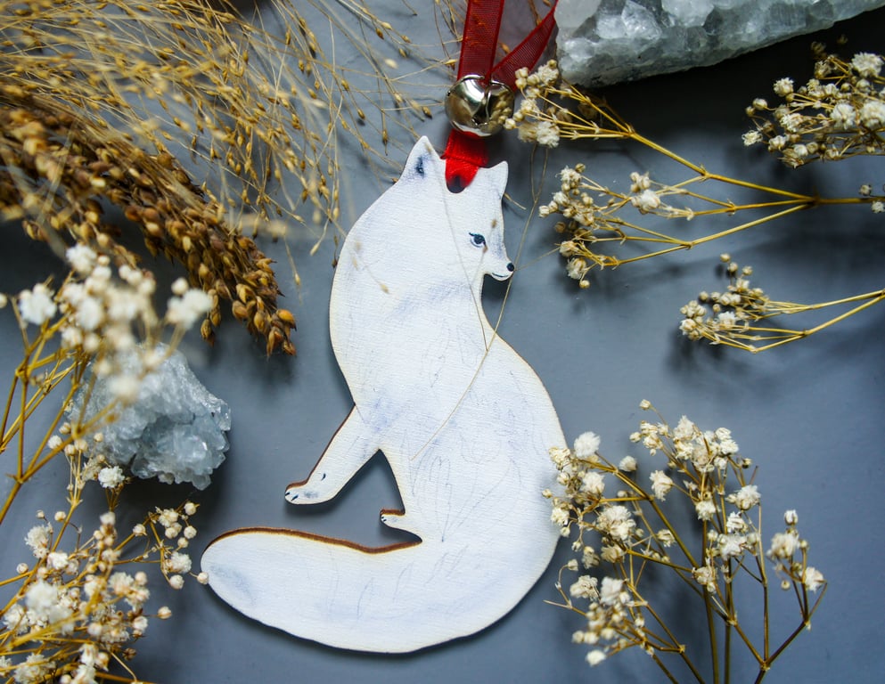 Arctic Fox Christmas Tree Decoration