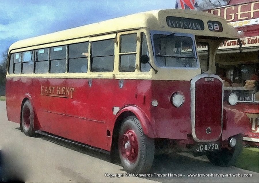 East Kent Historic Country Bus - 7x5 inch Fine Art Print, vintage bus art print