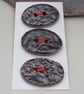 3 Medium Oval Bronze Leaf Pattern Handmade Ceramic Buttons - Image 3