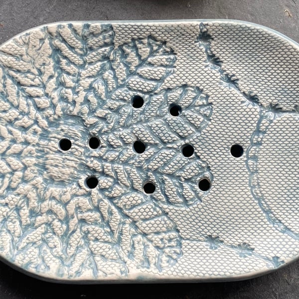 Handmade Crochet Pottery Soap Dish 