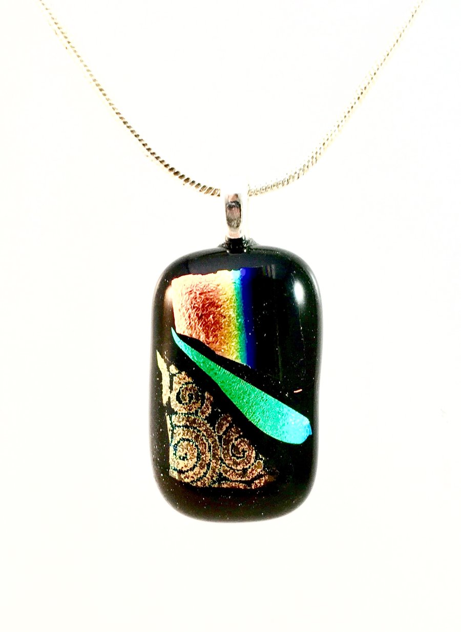 Multi Coloured Shimmering Dichroic Glass Pendant