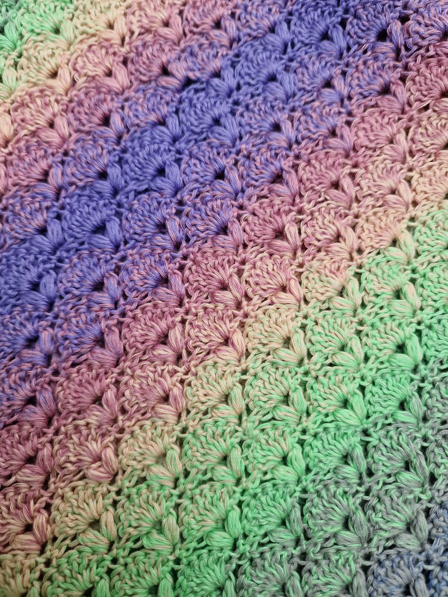 A Handmade Crocheted Textured Blanket Multi Coloured
