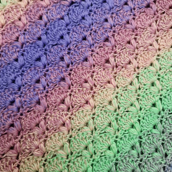 A Handmade Crocheted Textured Blanket Multi Coloured