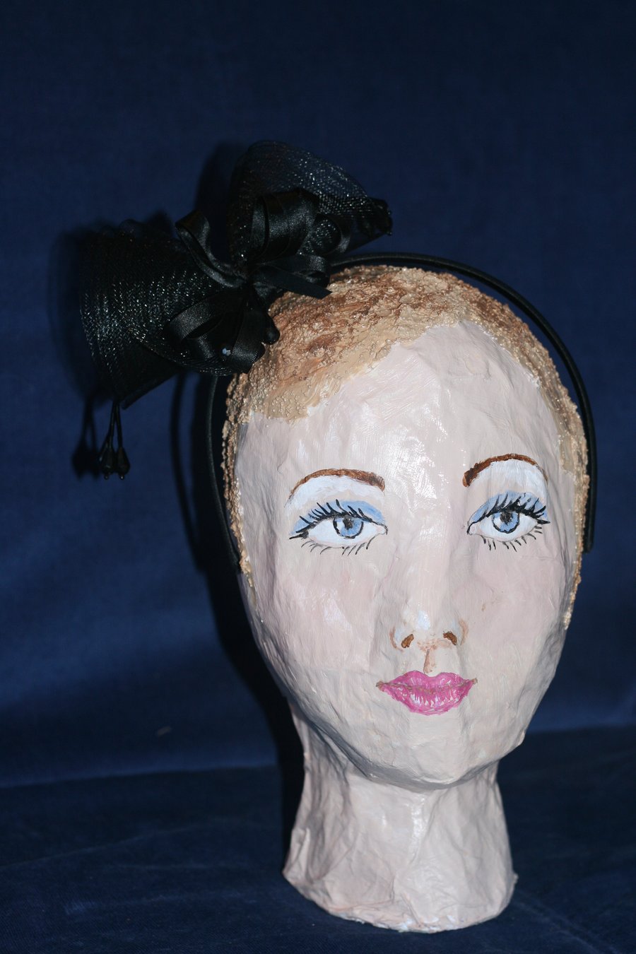 Black headband with bow and beads