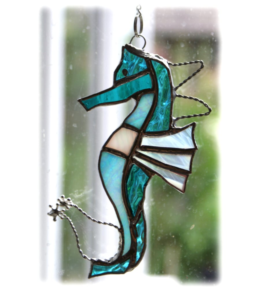 Seahorse Stained Glass Suncatcher Handmade 020